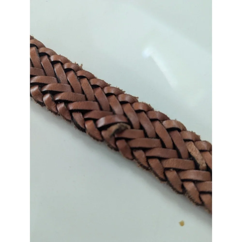 Vintage Leather Braided Belt Mens Size 36